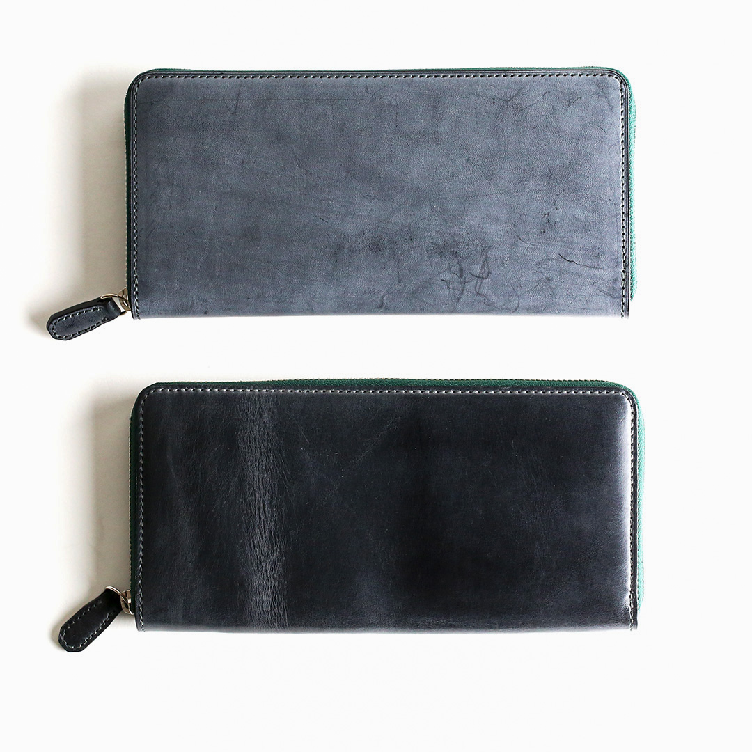 Limen（リメン）ラウンド長財布 革の経年変化